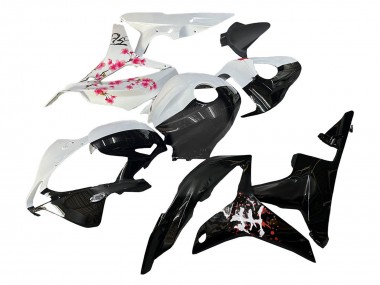 Billigste Honda CBR600RR Motorrad Verkleidung 2007-2008 - Weiss Cherry Blossom Glanzendes Schwarz Geteiltes
