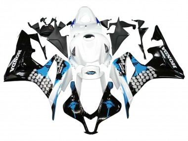 Billigste Honda CBR600RR Motorrad Verkleidung 2007-2008 - Weiss Hellblau Glanzendes Schwarz