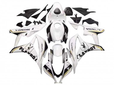 Billigste Honda CBR600RR Motorrad Verkleidung 2007-2008 - Weiss Gold Glanzendes Schwarz Playboy
