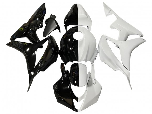 Billigste Honda CBR600RR Motorrad Verkleidung 2007-2008 - Weiss Glanzendes Schwarz Geteiltes