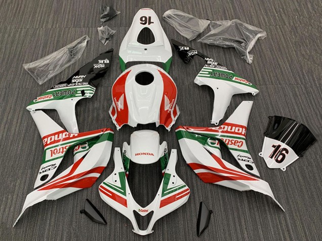 Billigste Honda CBR600RR Motorrad Verkleidung 2007-2008 - Weiss Rot Grun Glanzendes Schwarz Castrol 16