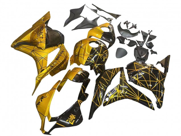 Billigste Honda CBR600RR Motorrad Verkleidung 2009-2012 - Gold Glanzendes Schwarz