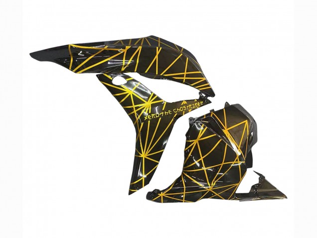 Billigste Honda CBR600RR Motorrad Verkleidung 2009-2012 - Gold Glanzendes Schwarz