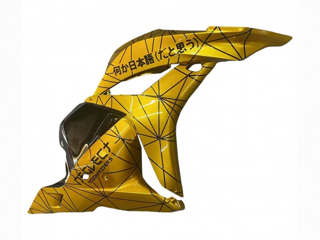 Billigste Honda CBR600RR Motorrad Verkleidung 2009-2012 - Gold Glanzendes Schwarz