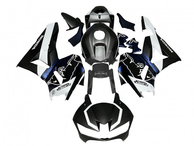 Billigste Honda CBR600RR Motorrad Verkleidung 2013-2023 - Schwarzer Carbonfaser Stil Weiss blau Red Bull
