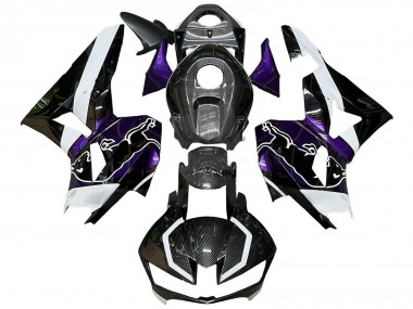 Billigste Honda CBR600RR Motorrad Verkleidung 2013-2023 - Schwarzer Carbonfaser Stil Weiss violett Red Bull