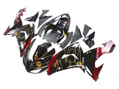 Billigste Kawasaki ZX10R Motorrad Verkleidung 2006-2007 - Schwarz Rot Gold BACARDI