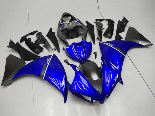 Billigste Yamaha YZF R1 Motorrad Verkleidung 2012-2014 - Blau Weiss Glanzendes Schwarz