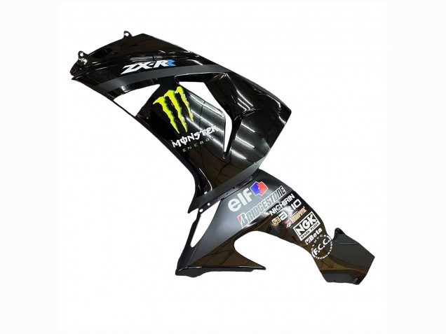 Billigste Kawasaki ZX10R Motorrad Verkleidung 2006-2007 - Grau Gelb Glanzendes Schwarz Monster Elf