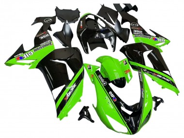 Billigste Kawasaki ZX10R Motorrad Verkleidung 2006-2007 - Grun Schwarz Elf Touch4 3M