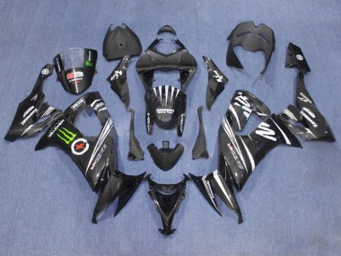 Billigste Kawasaki ZX10R Motorrad Verkleidung 2006-2007 - Matt Schwarz Weiss Grun Monster