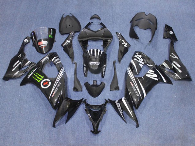 Billigste Kawasaki ZX10R Motorrad Verkleidung 2006-2007 - Matt Schwarz Weiss Grun Monster