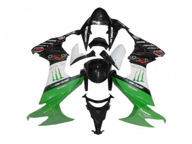 Billigste Kawasaki ZX10R Motorrad Verkleidung 2008-2010 - Glanzendes Schwarz Weiss Grun Monster
