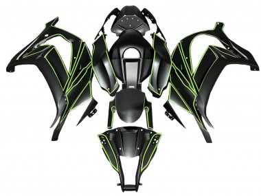 Billigste Kawasaki ZX10R Motorrad Verkleidung 2008-2010 - Matt Schwarz Grun Linie