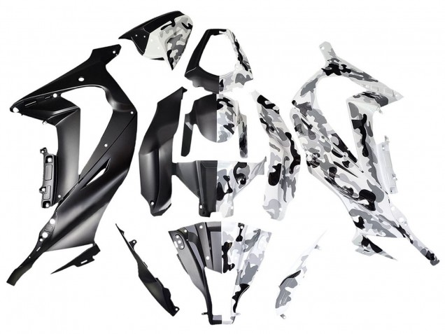 Billigste Kawasaki ZX10R Motorrad Verkleidung 2008-2010 - Weiss Schwarz Geteiltes
