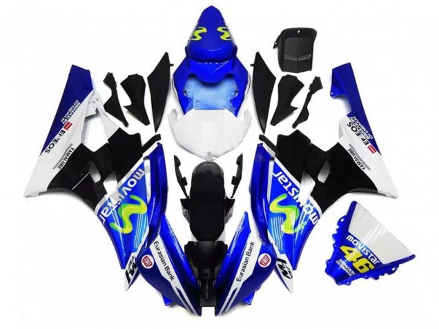 Billigste Yamaha YZF R6 Motorrad Verkleidung 2006-2007 - Blau Weiss Schwarz Grun MoviStar ENEOS Yamalube 46