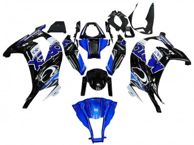 Billigste Kawasaki ZX10R Motorrad Verkleidung 2011-2015 - Blau Weiss Glanzendes Schwarz