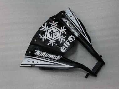 Billigste Kawasaki ZX10R Motorrad Verkleidung 2011-2015 - Glanzendes Schwarz Weiss Elf Schnee Aufkleber