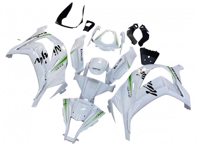 Billigste Kawasaki ZX10R Motorrad Verkleidung 2011-2015 - Weiss Grun Streifen Schwarz Ninja
