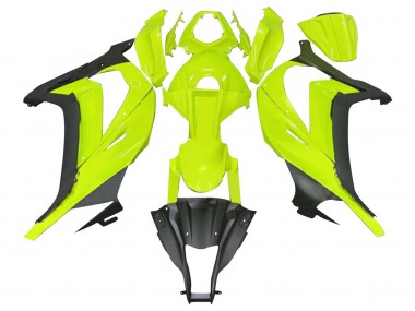 Billigste Kawasaki ZX10R Motorrad Verkleidung 2011-2015 - Fluoreszierendes Grun Matt Schwarz