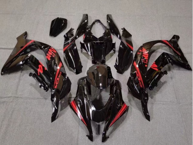 Billigste Kawasaki ZX10R Motorrad Verkleidung 2016-2020 - Glanzendes Schwarz Rot