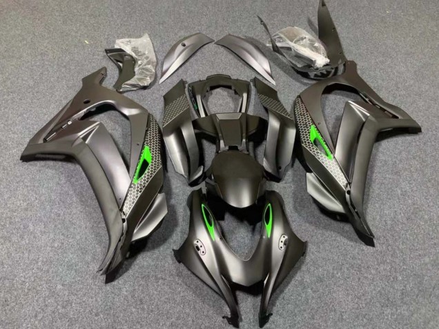 Billigste Kawasaki ZX10R Motorrad Verkleidung 2016-2020 - Matt Schwarz Grun Bienenwabe