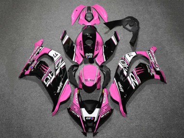 Billigste Kawasaki ZX10R Motorrad Verkleidung 2016-2020 - Rosa Glanzendes Schwarz Weiss Elf Monster