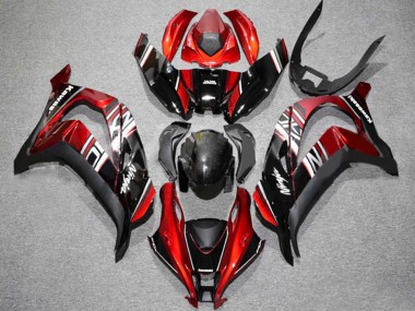 Billigste Kawasaki ZX10R Motorrad Verkleidung 2016-2020 - Rot Glanzendes Schwarz Weiss