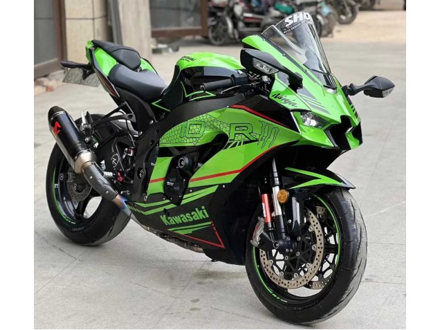 Billigste Kawasaki ZX10R Motorrad Verkleidung 2021-2025 - Grun Glanzendes Schwarz