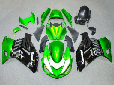 Billigste Kawasaki ZX14R ZZR1400 Motorrad Verkleidung 2006-2011 - Grun Weiss Glanzendes Schwarz