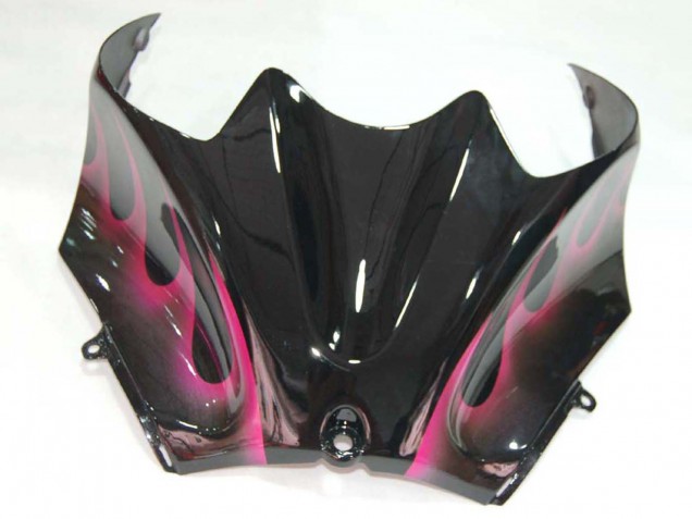 Billigste Kawasaki ZX14R ZZR1400 Motorrad Verkleidung 2006-2011 - Glanzendes Schwarz Rot Rosa Flamme