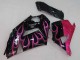 Billigste Kawasaki ZX14R ZZR1400 Motorrad Verkleidung 2006-2011 - Glanzendes Schwarz Rot Rosa Flamme