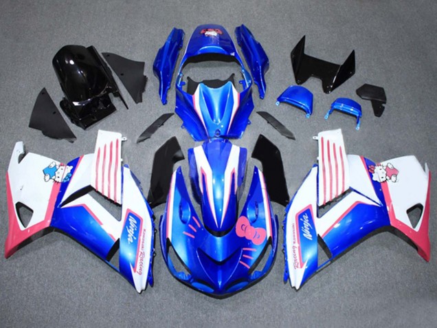 Billigste Kawasaki ZX14R ZZR1400 Motorrad Verkleidung 2006-2011 - Blau Weiss Rosa