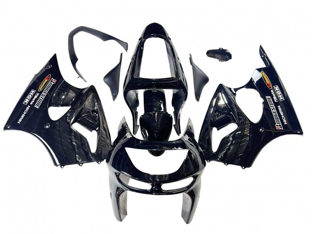 Billigste Kawasaki ZX6R Motorrad Verkleidung 1998-1999 - Glanzendes Schwarz Gelb Elf Bridgestone