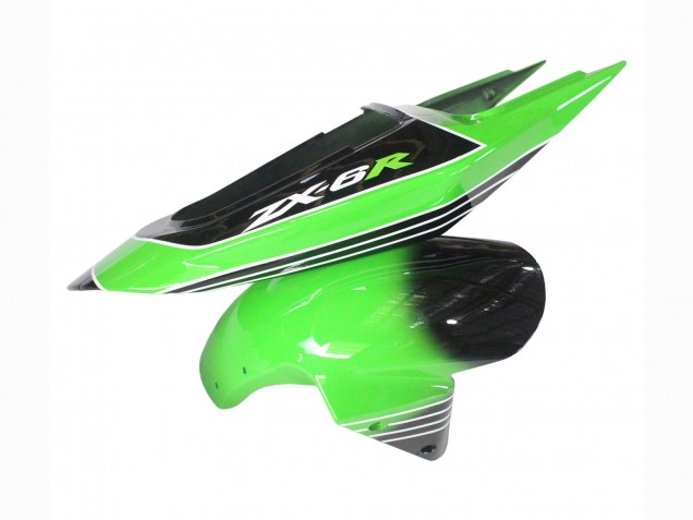 Billigste Kawasaki ZX6R Motorrad Verkleidung 2003-2004 - Grun Weiss Schwarz