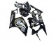 Billigste Kawasaki ZX6R Motorrad Verkleidung 2003-2004 - Glanzendes Schwarz Weiss Motul Lucky Strike