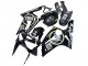 Billigste Kawasaki ZX6R Motorrad Verkleidung 2003-2004 - Glanzendes Schwarz Weiss Motul Lucky Strike