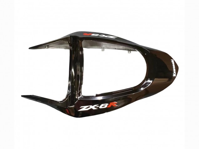 Billigste Kawasaki ZX6R Motorrad Verkleidung 2003-2004 - Glanzendes Schwarz Rot Flamme