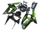 Billigste Kawasaki ZX6R Motorrad Verkleidung 2003-2004 - Glanzendes Schwarz Grun Flamme