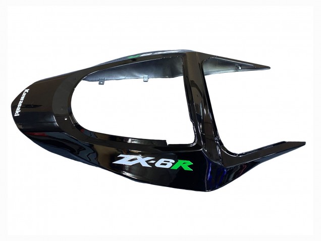 Billigste Kawasaki ZX6R Motorrad Verkleidung 2003-2004 - Glanzendes Schwarz Grun Flamme
