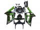 Billigste Kawasaki ZX6R Motorrad Verkleidung 2003-2004 - Glanzendes Schwarz Grun Flamme