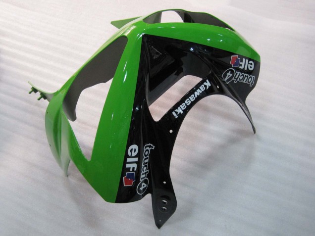 Billigste Kawasaki ZX6R Motorrad Verkleidung 2003-2004 - Grun Schwarz Elf Bridgestone
