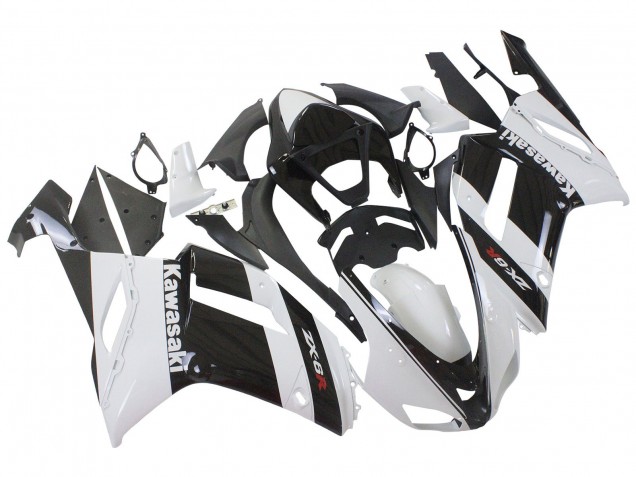 Billigste Kawasaki ZX6R Motorrad Verkleidung 2007-2008 - Weiss Schwarz