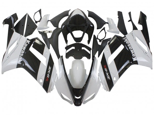 Billigste Kawasaki ZX6R Motorrad Verkleidung 2007-2008 - Weiss Schwarz