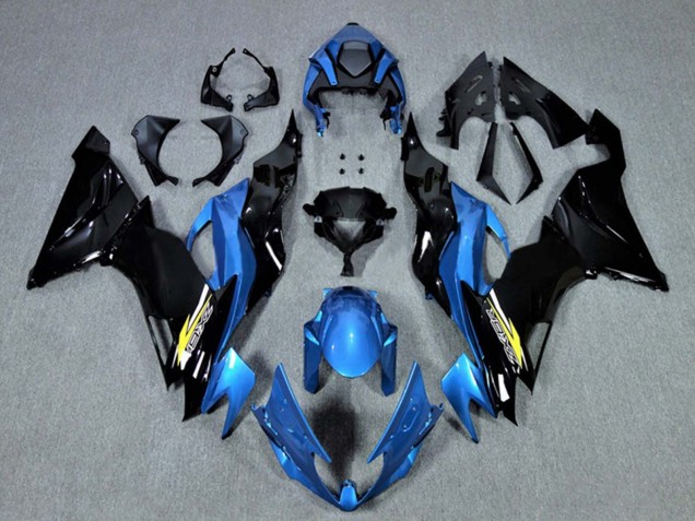 Billigste Kawasaki ZX6R Motorrad Verkleidung 2009-2012 - Blau Glanzendes Schwarz Gelb