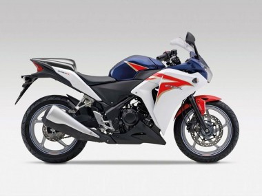 Billigste Honda CBR250RR Motorrad Verkleidung 2011-2015 - Weiss Rot Dunkel Blau Streifen