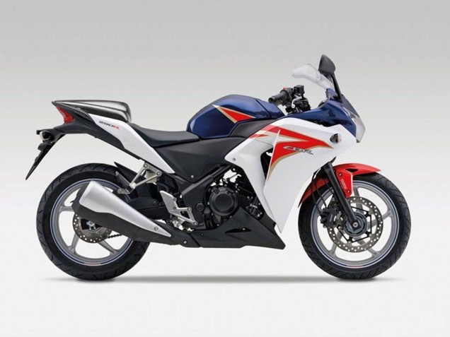 Billigste Honda CBR250RR Motorrad Verkleidung 2011-2015 - Weiss Rot Dunkel Blau Streifen