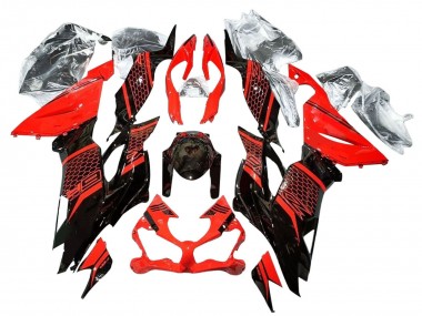 Billigste Kawasaki ZX6R Motorrad Verkleidung 2019-2022 - Rot Glanzendes Schwarz Bienenwabe
