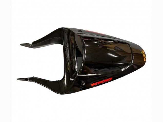 Billigste Suzuki GSXR1000 Motorrad Verkleidung 2000-2002 - Glanzendes Schwarz Orange Flamme