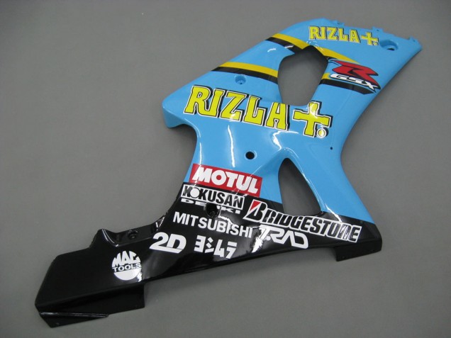 Billigste Suzuki GSXR1000 Motorrad Verkleidung 2000-2002 - Hellblau Gelb Schwarz Motul Rizla